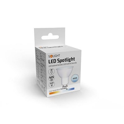 Žárovka LED GU10 5W SPOT bílá studená SOLIGHT WZ324-1