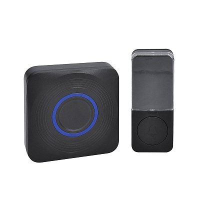 Bezdrátový zvonek,bateriový + USB napájení, 200m, černý, learning code