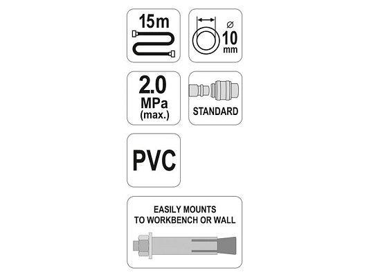 Naviják se vzduchovou hadicí PVC YATO YT-24240 15m