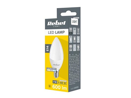 Žárovka LED E14 7W REBEL bílá přírodní ZAR0554