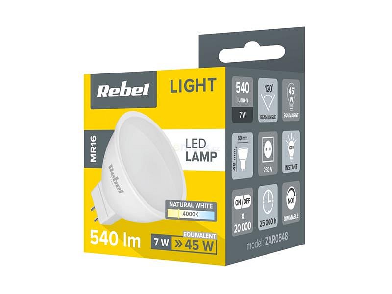 Žárovka LED MR16 7W REBEL bílá přírodní ZAR0548