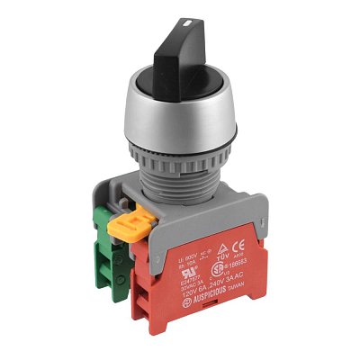 Otočný spínač, 2 póly, ON-ON, 3A/230V, černý, včetně kontaktního prvku 