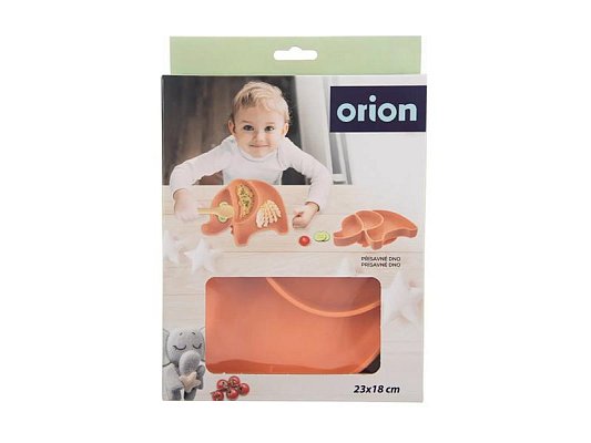 Talíř silikonový ORION Slon oranžový 23x18cm