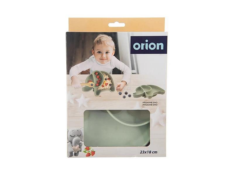 Talíř silikonový ORION Slon zelený 23x18cm