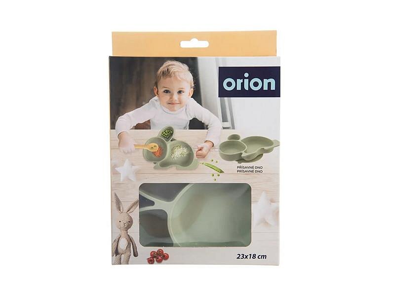 Talíř silikonový ORION Zajíček zelený 23x18cm