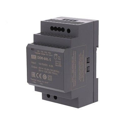 DC/DC měnič na DIN lištu 60W, 18..75V -> 5V/12A