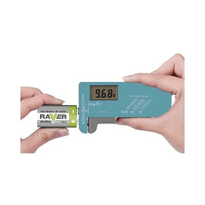 Tester baterií s LCD displejem AA, AAA, C, D, 9V, knoflíkové
