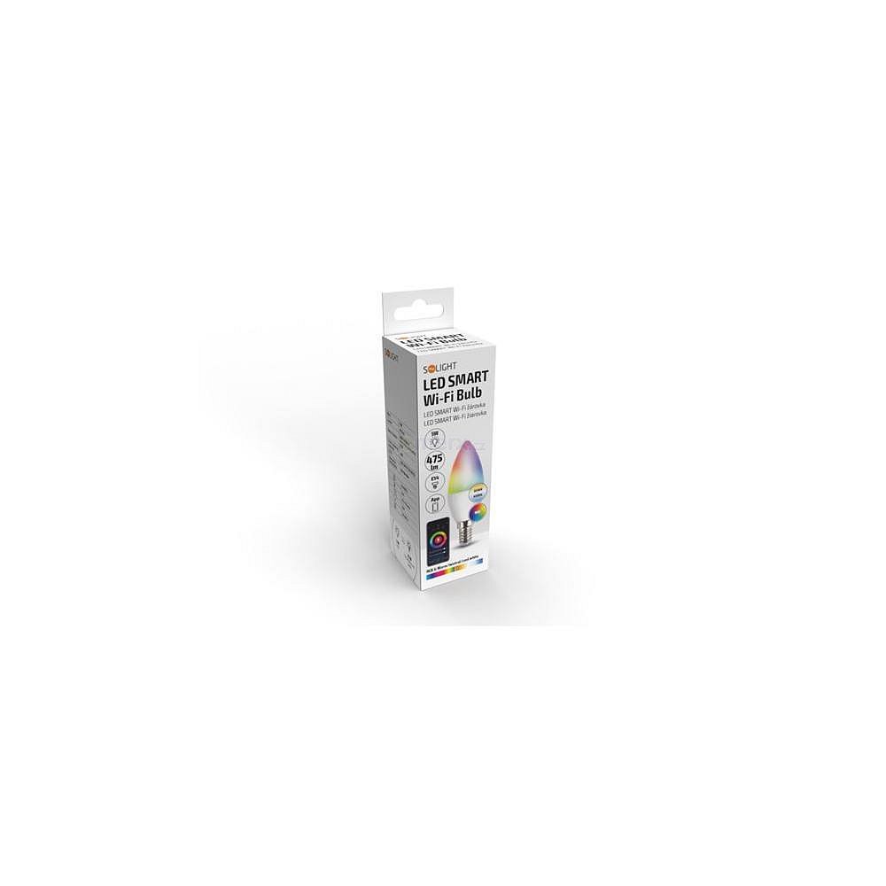 LED SMART WIFI žárovka, svíčka, 5W, E14, RGB, 400lm
