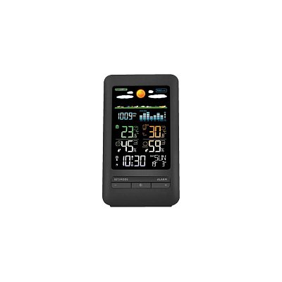 meteostanice, barevný LCD, vnitřní/venkovní teplota a vlhkost, tlak, RCC, černá