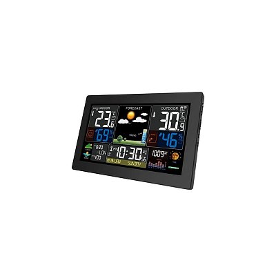 meteostanice, XL barevný LCD, teplota, vlhkost, tlak, RCC, černá