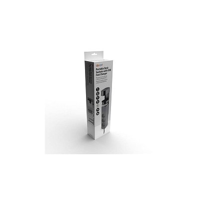 Prodlužovací přívod, 3z + USB A+C přenosné stolní zásuvky, 2m, černá, USB rychlonabíječka 20W PD