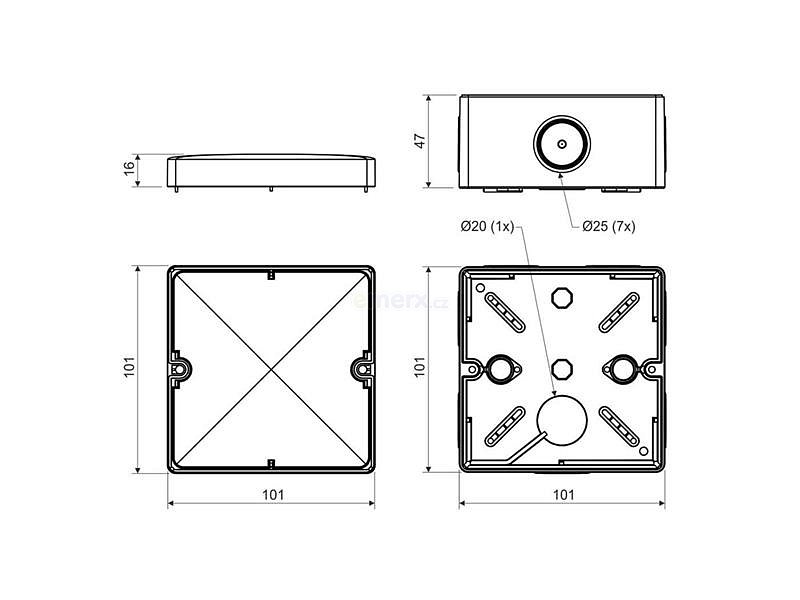 Krabice na povrch KOPOS KSK 100_FA 101x101x45mm krytí IP66 černá