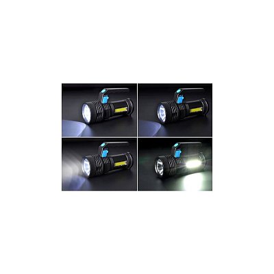 Nabíjecí LED svítilna s předním a bočním zdrojem světla, 150lm + 100lm (hlavní + boční LED), 800mAh Li-ion, USB