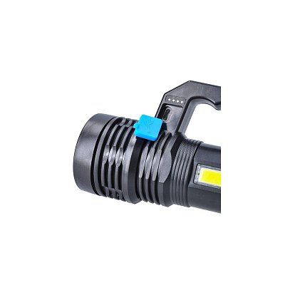 Nabíjecí LED svítilna s předním a bočním zdrojem světla, 150lm + 100lm (hlavní + boční LED), 800mAh Li-ion, USB