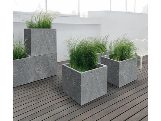 Květináč SIERRA SQUARE BETON EFFECT marengo 38,5cm