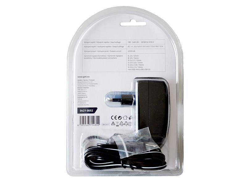 Adaptér napájecí 3-12V 2250mA GETI MW3IP25GS