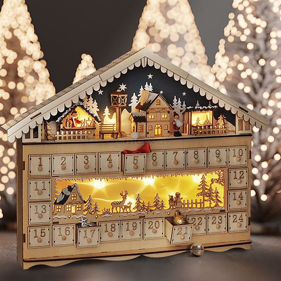 Dekorace vánoční SOLIGHT 1V258 adventní kalendář - horská chata
