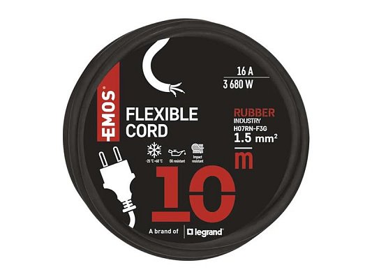 Flexo šňůra guma/neopren 3x1,5mm2 10m černá EMOS S03210N