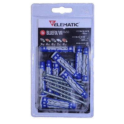 Bluefix 6x35mm hmoždinka s vrutem PZ 4,5x50mm, blistr 15ks 