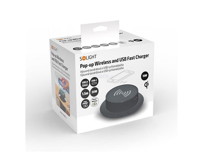 Nabíječka SOLIGHT DC64BW-PD20 bezdrátová vestavná