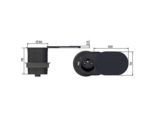 Zásuvka vestavná SOLIGHT PP124CB-PD20
