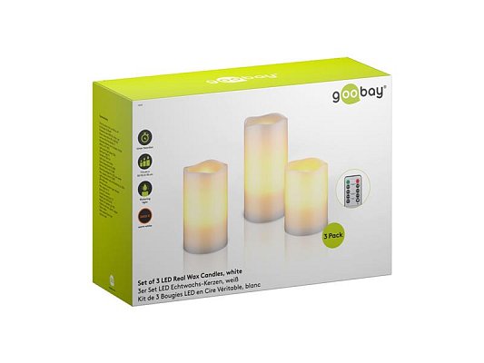 Vosková LED svíčka GOOBAY 74368 sada 3ks