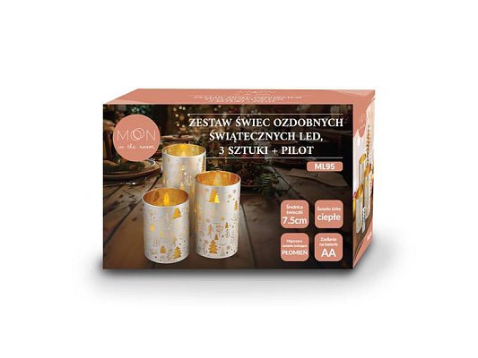 Vosková LED svíčka MOON IN THE ROOM ML95 sada 3ks