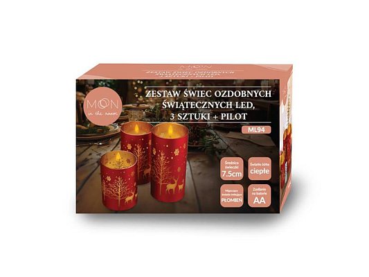 Vosková LED svíčka MOON IN THE ROOM ML94 sada 3ks