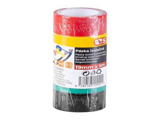 Páska izolační PVC 19mm/5m barevný mix STREND PRO 2173060 5ks