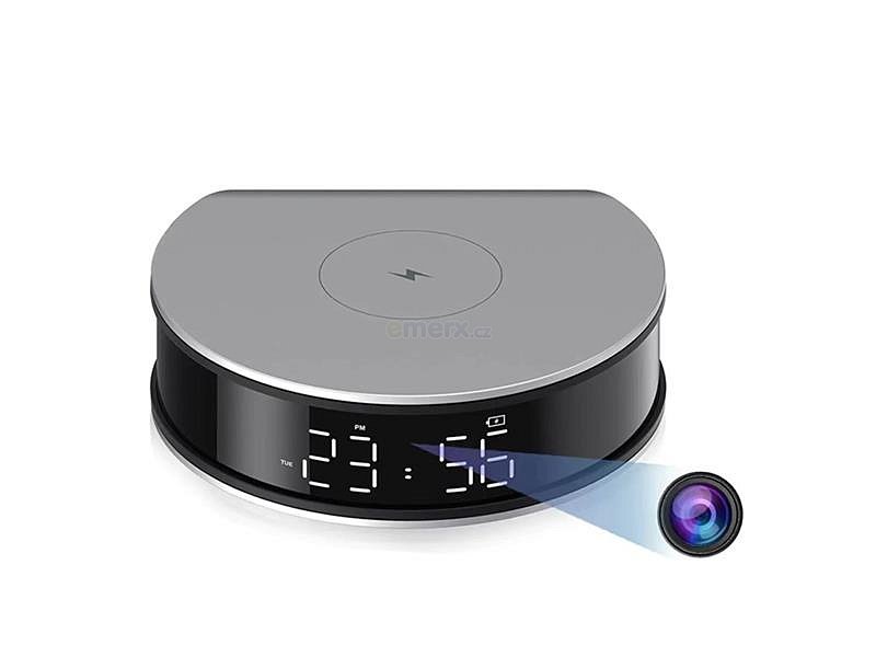 Skrytá IP kamera ve stolních hodinách CEL-TEC Base WR WiFi