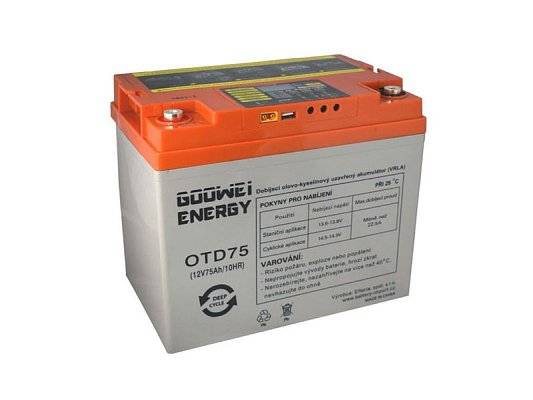 Solární set baterie GOOWEI ENERGY OTD75 (75Ah, 12V) a solární panel Victron Energy 115Wp/12V