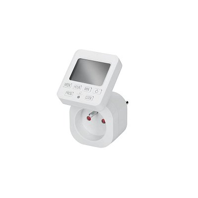 Digitální týdenní časový spínač, 18 režimů, krok 1min, podsvícený
