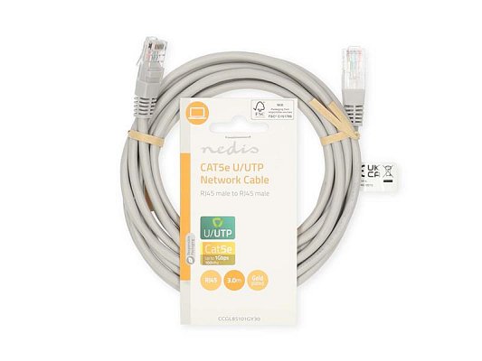 Kabel UTP RJ45/RJ45 Cat5e 3m NEDIS CCGL85101GY30