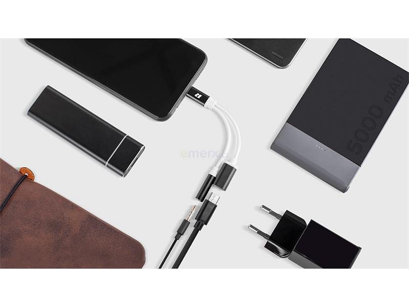 Adaptér REBEL USB-C na JACK 3,5mm (pro poslech hudby) + USB-C(nabíjení)