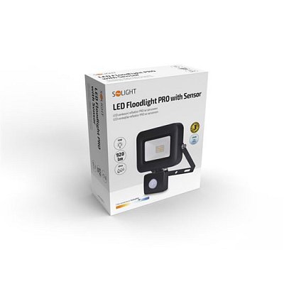 LED reflektor SOLIGHT WM-10WS-L Pro 10W PIR