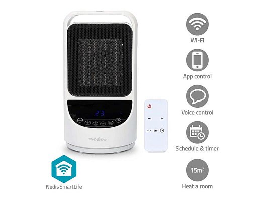 Smart teplovzdušný ventilátor NEDIS HTFA22WTW keramický WiFi Tuya