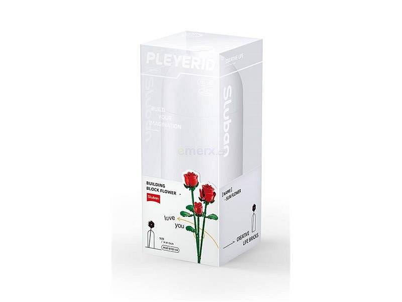 Stavebnice SLUBAN Flowers Červená růže ve váze