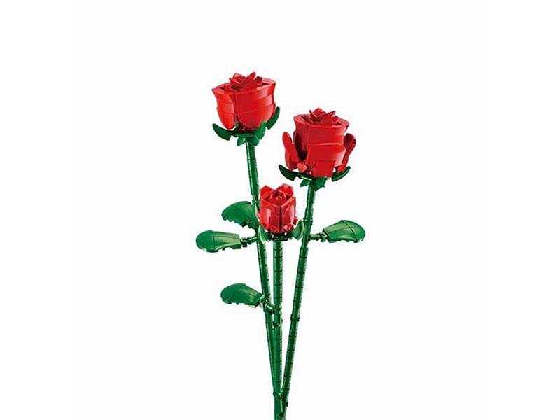 Stavebnice SLUBAN Flowers Červená růže ve váze