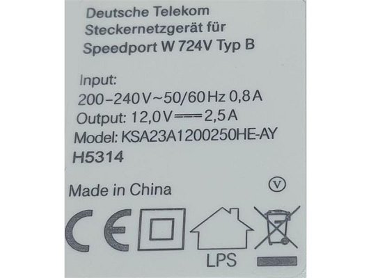 Adaptér napájecí 12V 2500mA Deutsche Telekom HW-120250EAW (5,5x2,5mm)
