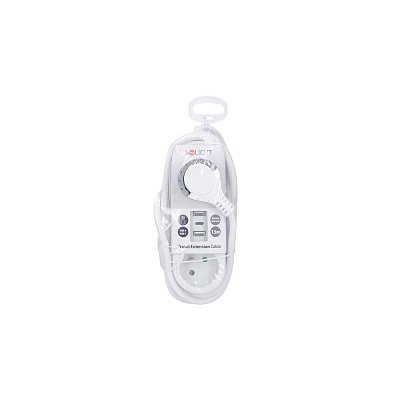 Prodlužovací přívod, 2z + USB A+C 17W, cestovní prodlužovací přívod 1.5m, bílý