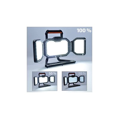LED reflektor 30W, přenosný, nabíjecí, 3000lm, oranžovo-černý, IP54
