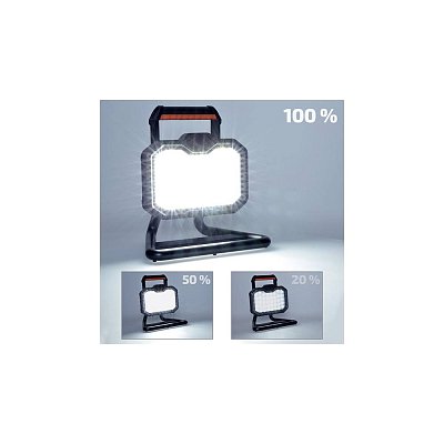 LED reflektor 20W, přenosný, nabíjecí, 2000lm, oranžovo-černý, IP54