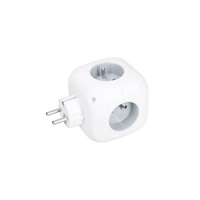 rozbočka kostka, 3x 16A + USB A+C, bílá, vypínač