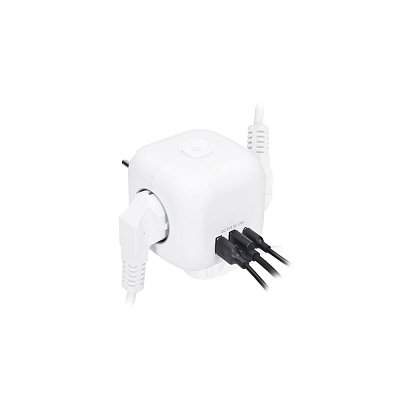 rozbočka kostka, 3x 16A + USB A+C, bílá, vypínač