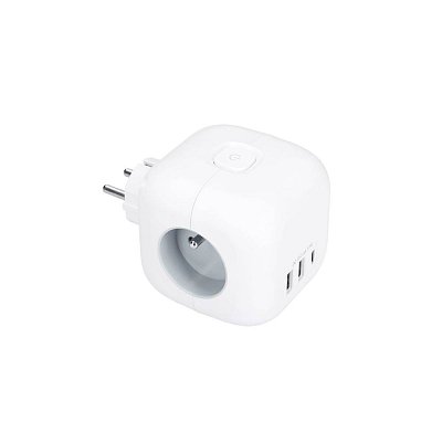 rozbočka kostka, 3x 16A + USB A+C, bílá, vypínač