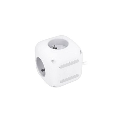 3z + USB A+C prodlužovací přívod - kostka, kabel 2m, 3 x 1mm2, bílý, vypínač