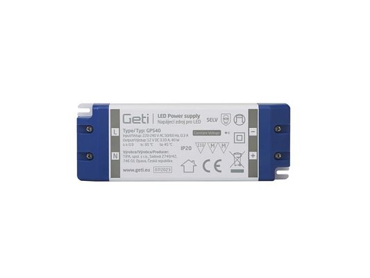 Zdroj spínaný pro LED 12V/ 40W GETI GPS40, IP20