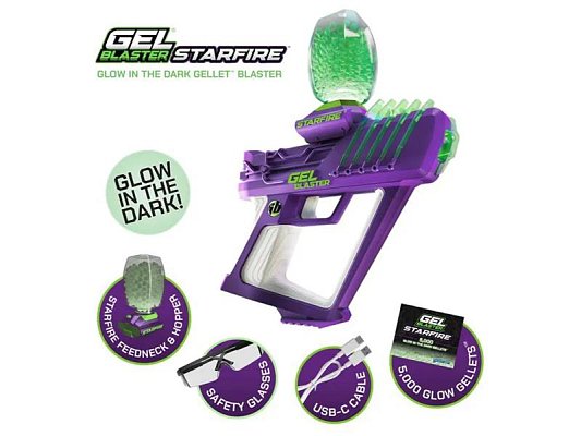 Dětská pistole GEL BLASTER STARFIRE Glow in the dark na vodní kuličky