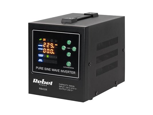 Zdroj záložní REBEL POWER-500-LFP4 12V 230V 500VA 300W Black