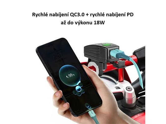 Nabíječka USB STU 34707 s voltmetrem na motocykl